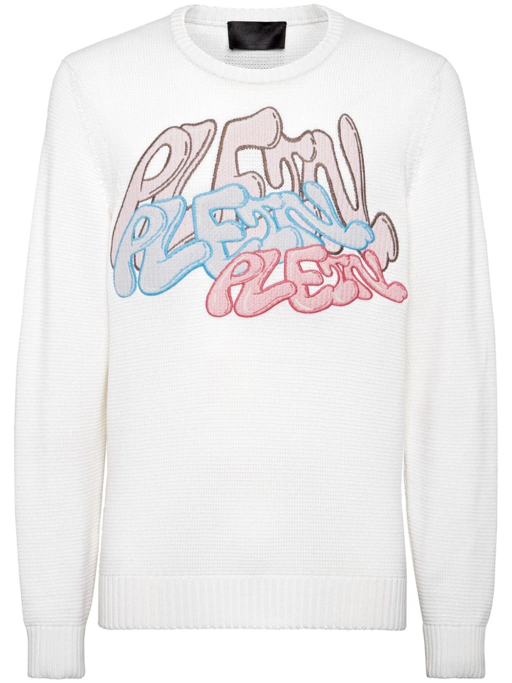 Philipp Plein logo-appliqué wool jumper - White von Philipp Plein