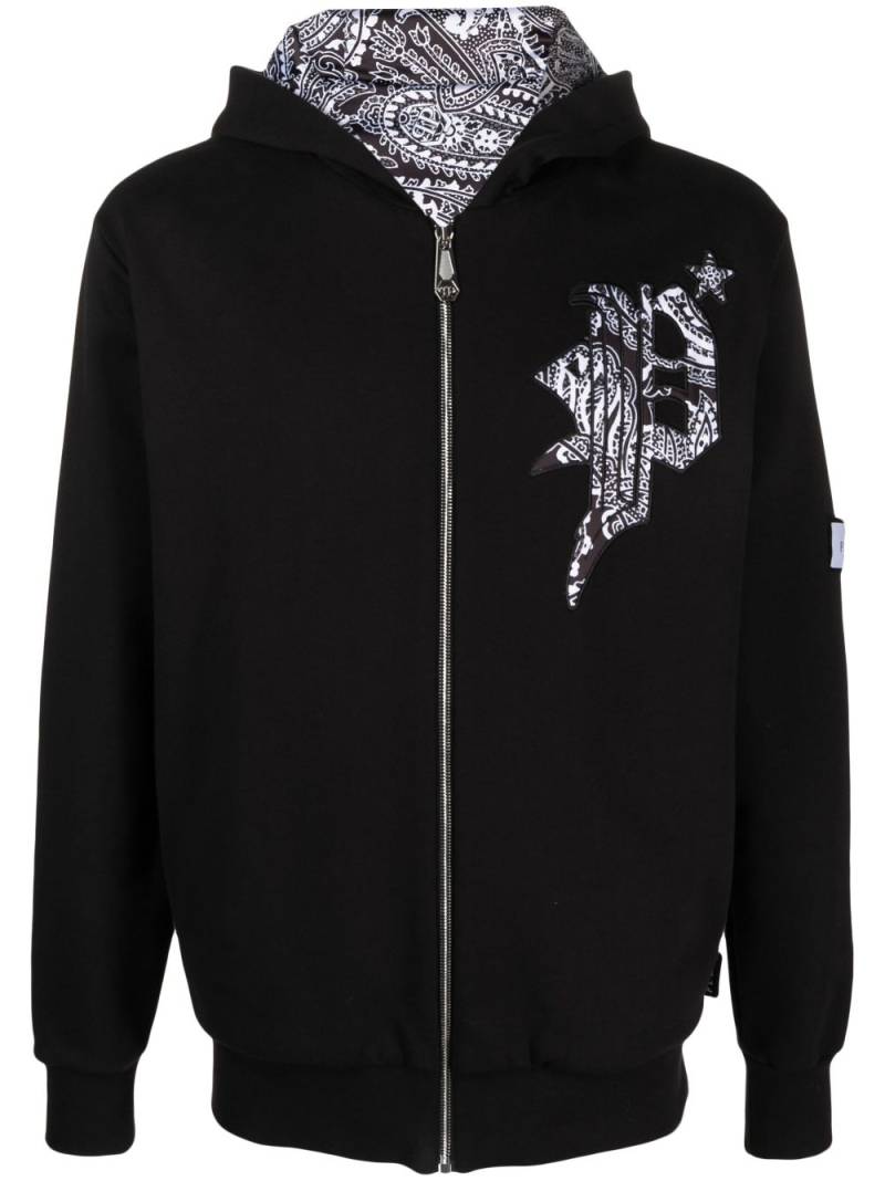 Philipp Plein logo-appliqué zip-up hoodie - Black von Philipp Plein