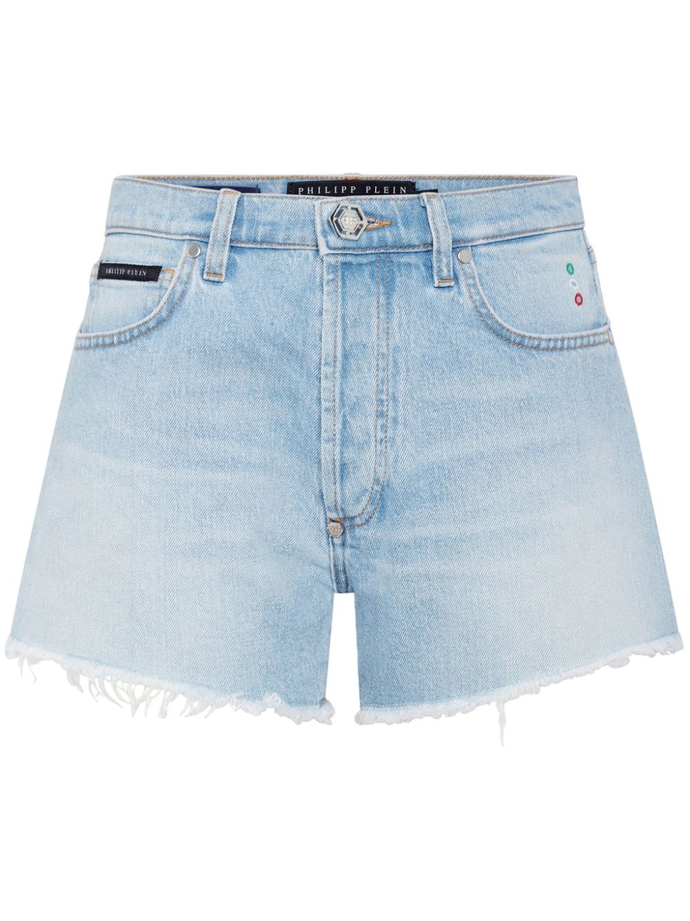 Philipp Plein logo-appliquéd denim mini shorts - Blue von Philipp Plein