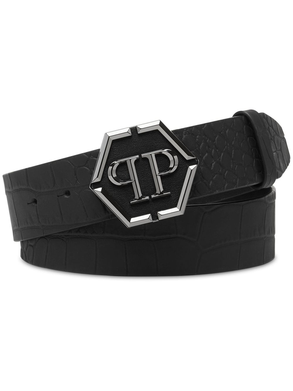 Philipp Plein logo-buckle leather belt - Black von Philipp Plein