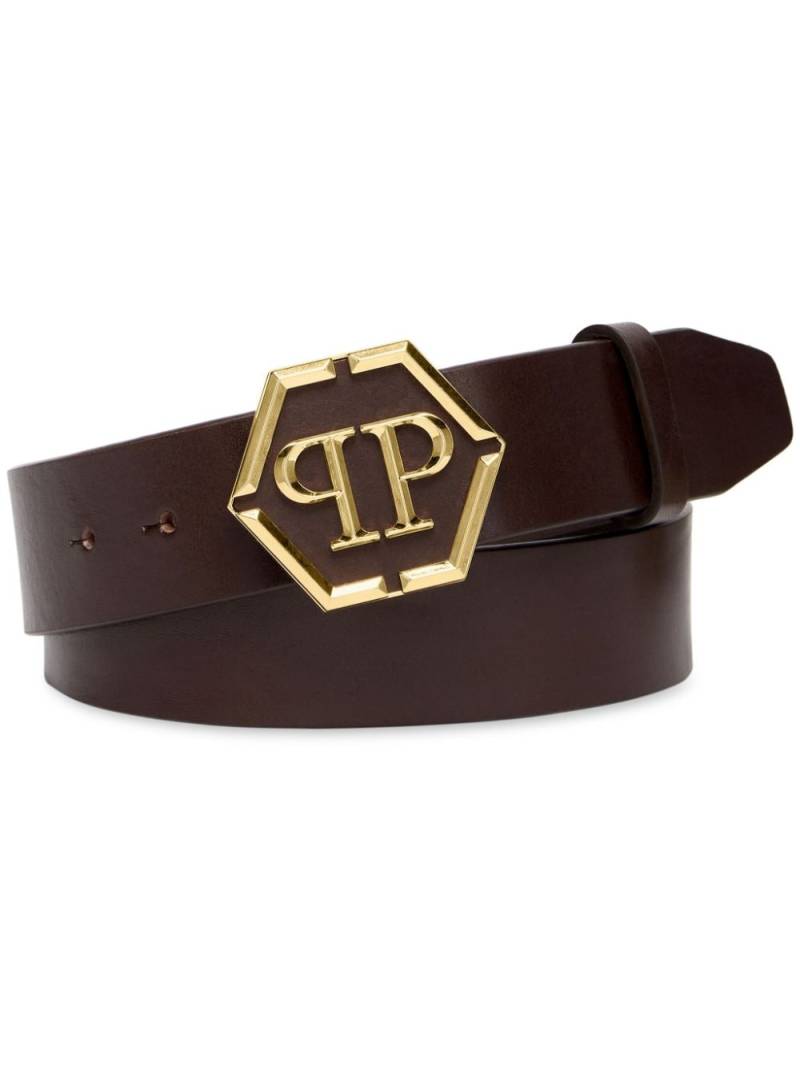 Philipp Plein logo-buckle leather belt - Brown von Philipp Plein