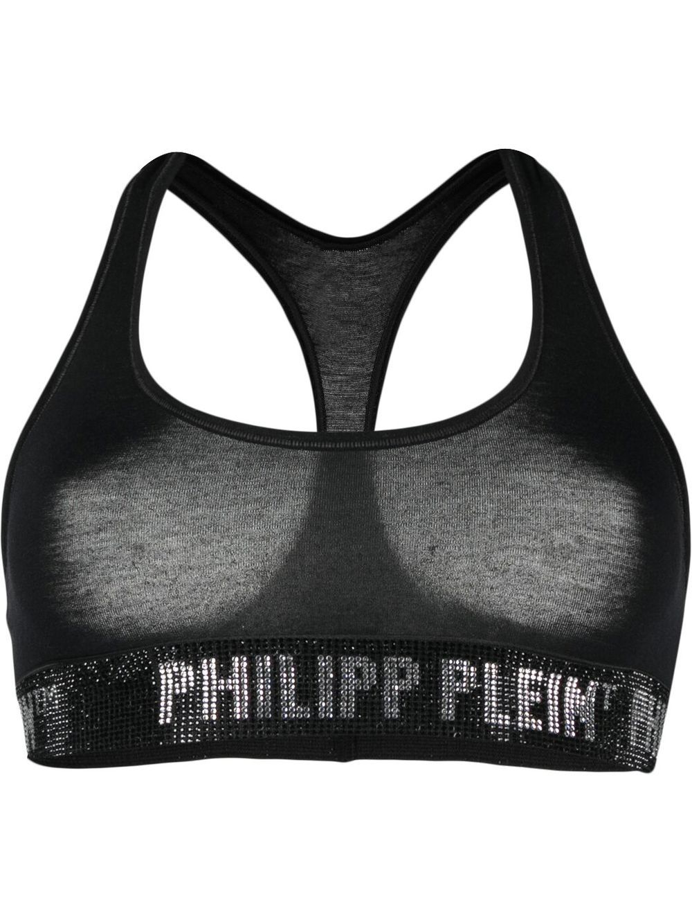 Philipp Plein logo-embellished cotton sports bra - Black von Philipp Plein