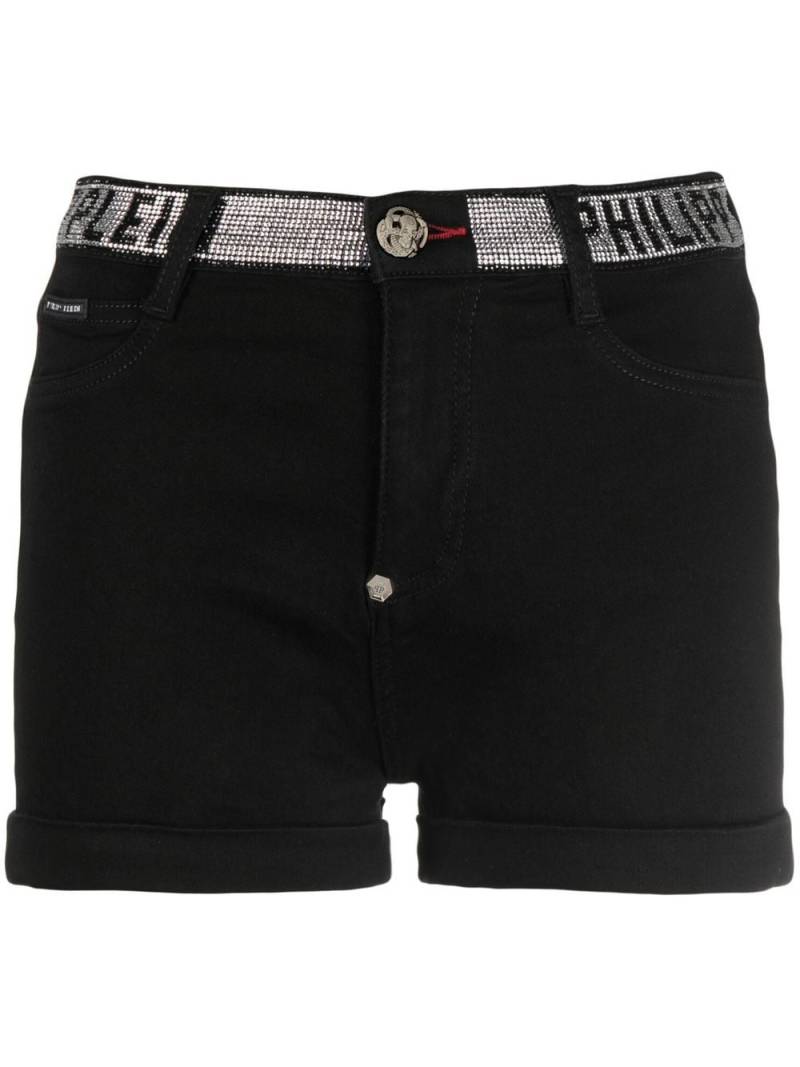 Philipp Plein logo-embellished denim shorts - Black von Philipp Plein