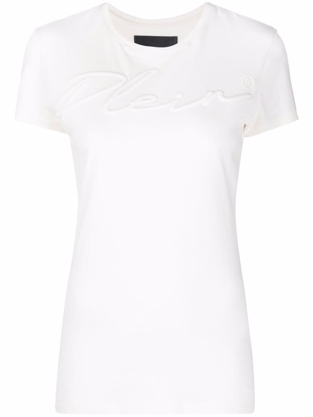 Philipp Plein logo-embroidered cotton T-shirt - Neutrals von Philipp Plein