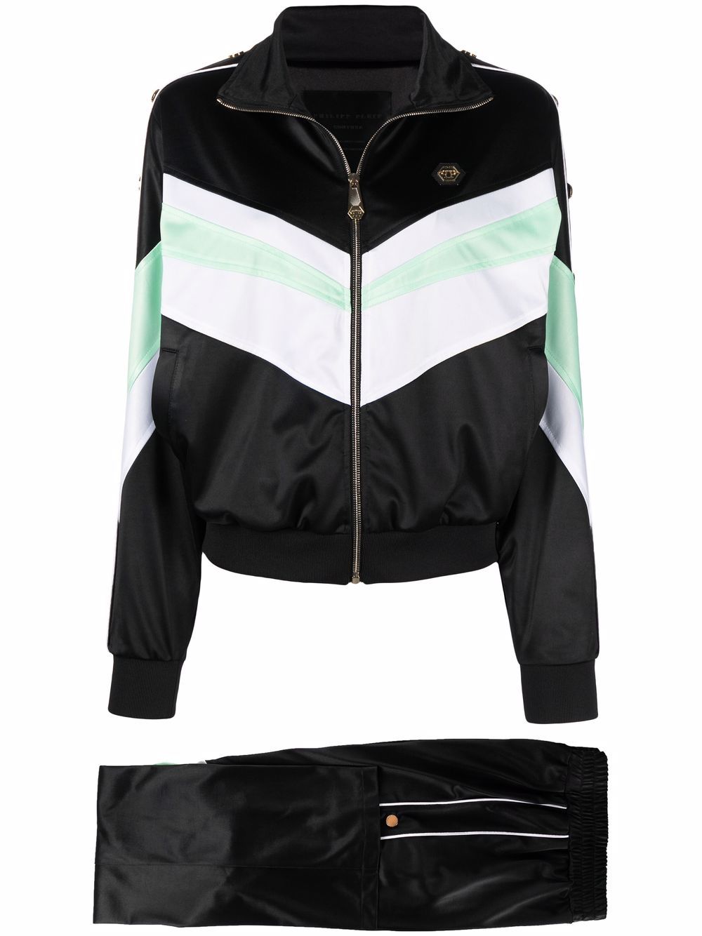 Philipp Plein logo-embroidered striped tracksuit set - Black von Philipp Plein