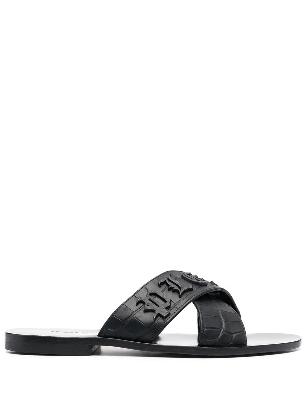 Philipp Plein logo-lettering open toe sandals - Black von Philipp Plein