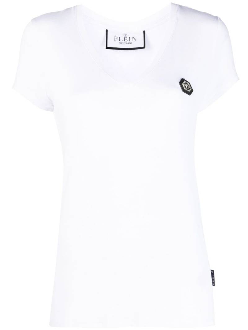 Philipp Plein logo-patch V-neck T-shirt - White von Philipp Plein