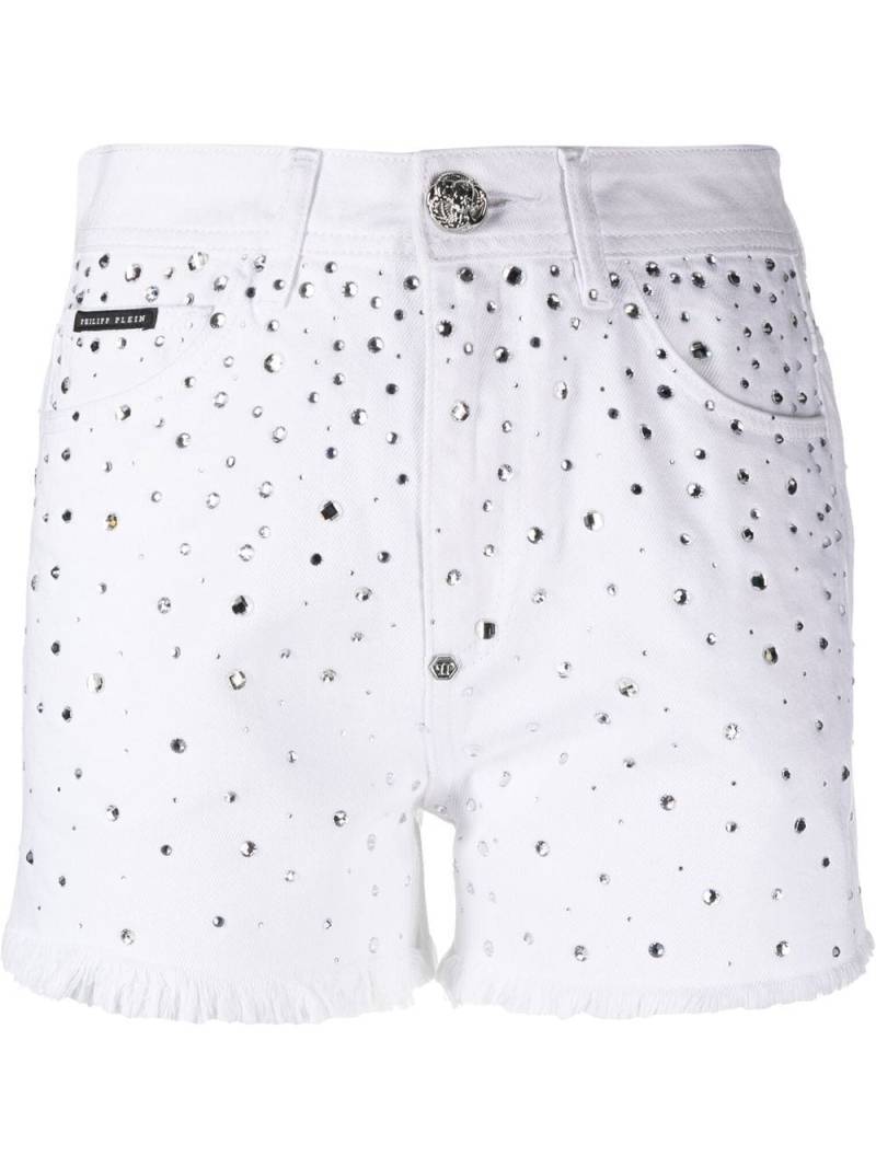 Philipp Plein logo-patch crystal-embellished shorts - White von Philipp Plein