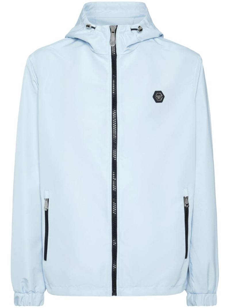 Philipp Plein logo-patch hooded windbreaker - Blue von Philipp Plein