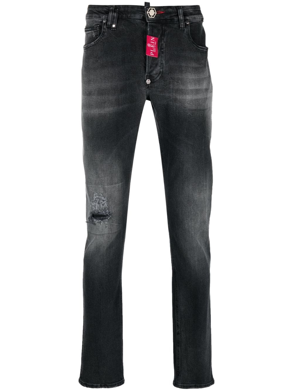 Philipp Plein logo-patch straight-leg jeans - Black von Philipp Plein