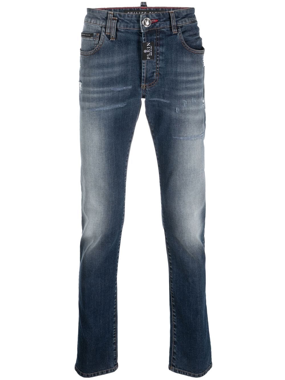 Philipp Plein logo-patch straight-leg jeans - Blue von Philipp Plein