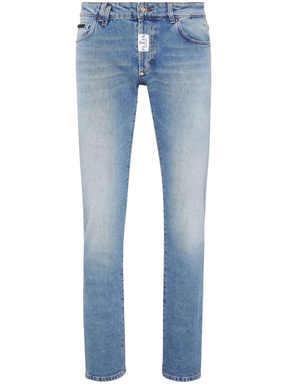 Philipp Plein logo-patch straight-leg jeans - Blue von Philipp Plein