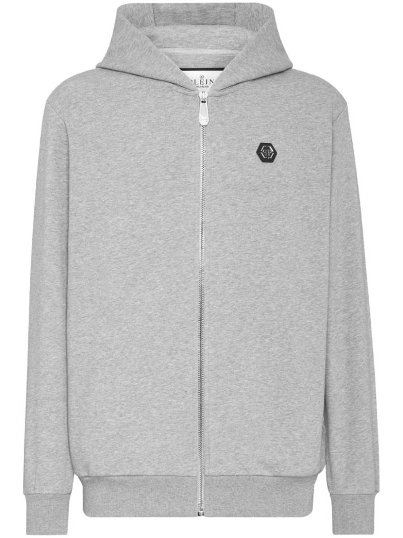 Philipp Plein logo-patch zipped hoodie - Grey von Philipp Plein