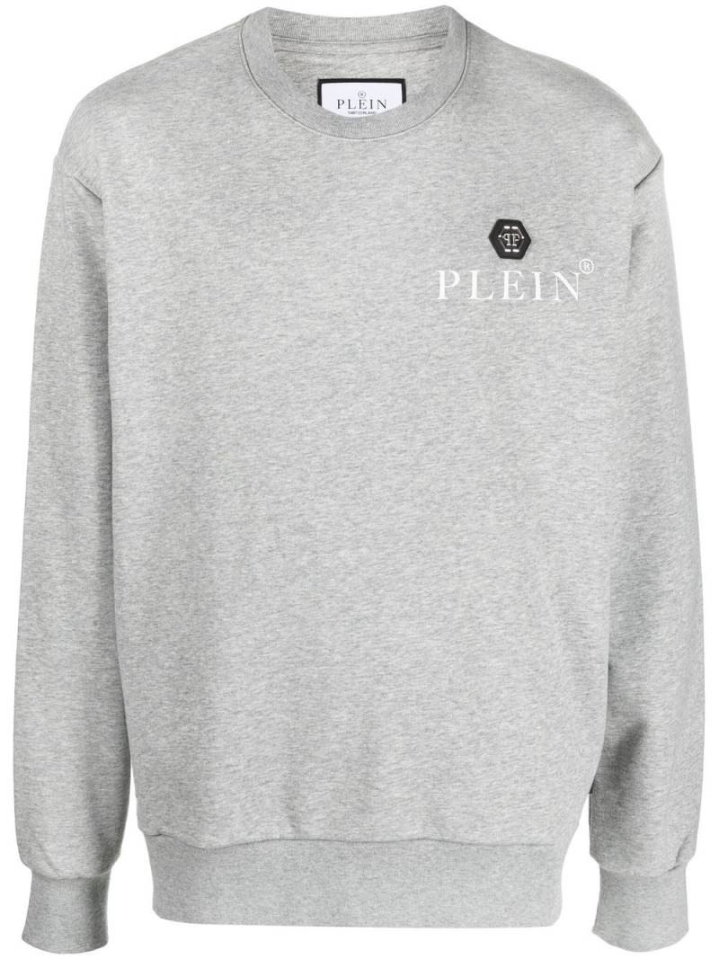 Philipp Plein logo-plaque crew neck jumper - Grey von Philipp Plein