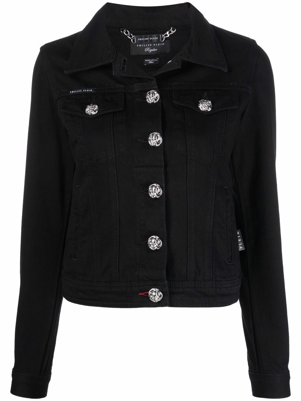 Philipp Plein logo-plaque denim jacket - Black von Philipp Plein