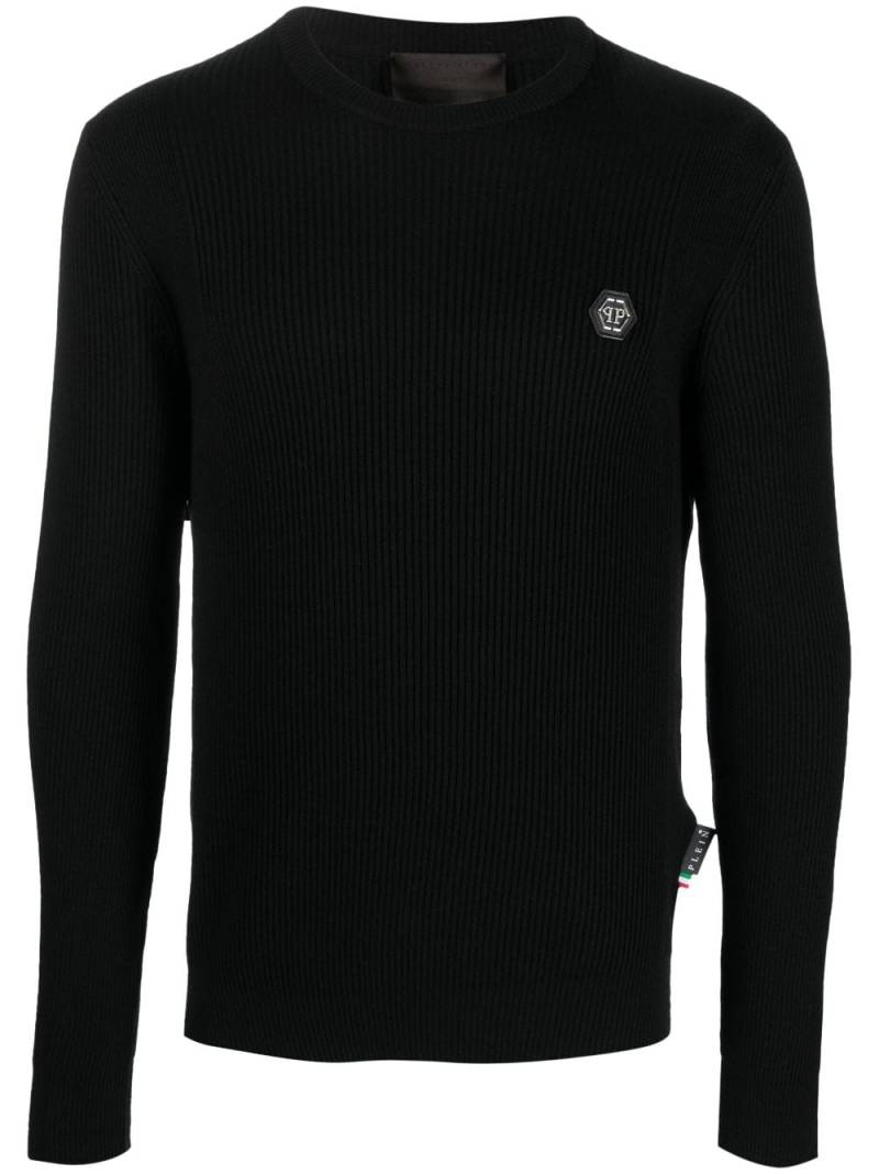 Philipp Plein logo-plaque merino jumper - Black von Philipp Plein