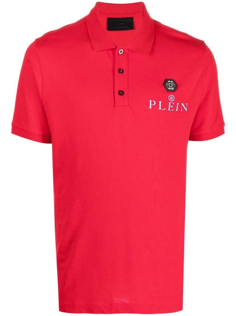 Philipp Plein logo-plaque polo shirt - Red von Philipp Plein