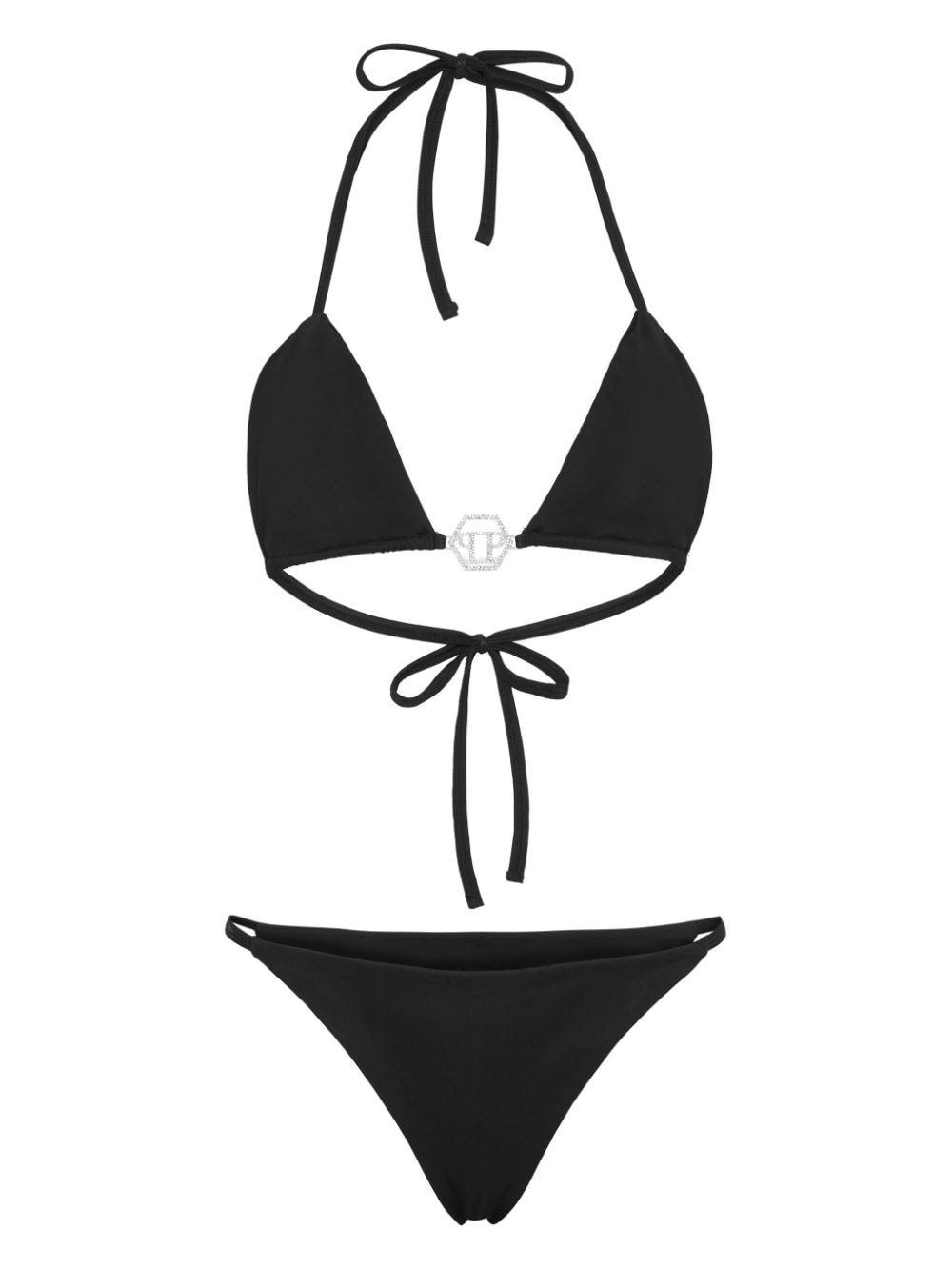 Philipp Plein logo-plaque triangle bikini set - Black von Philipp Plein