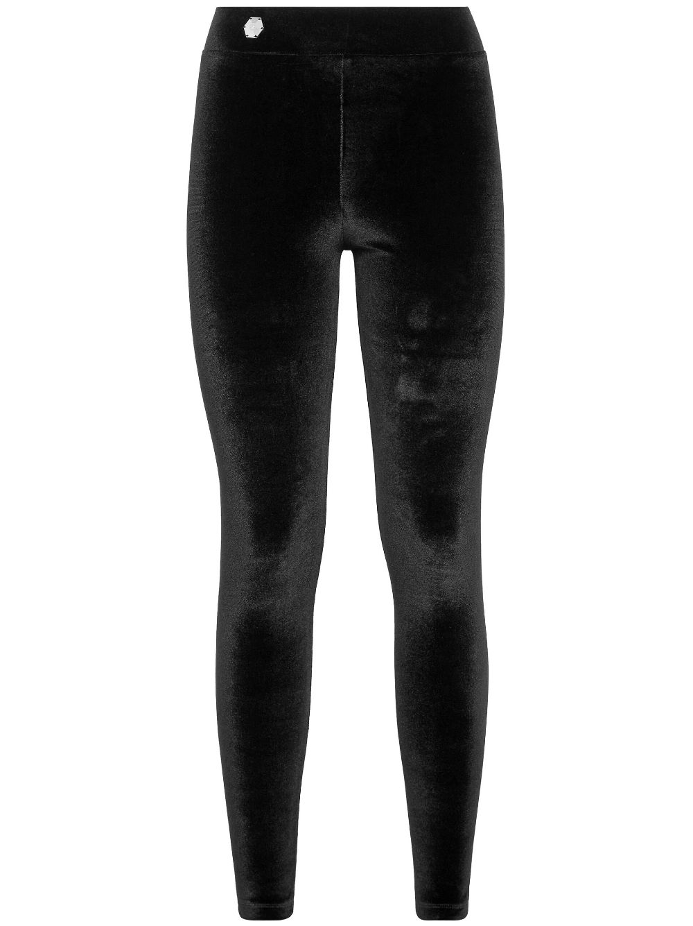 Philipp Plein logo-plaque velvet leggings - Black von Philipp Plein