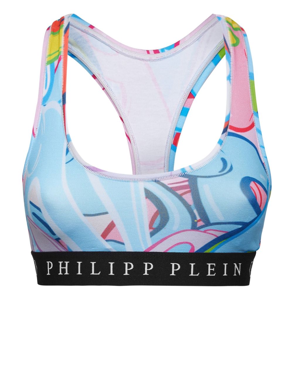 Philipp Plein logo-print cotton-blend top - Blue von Philipp Plein