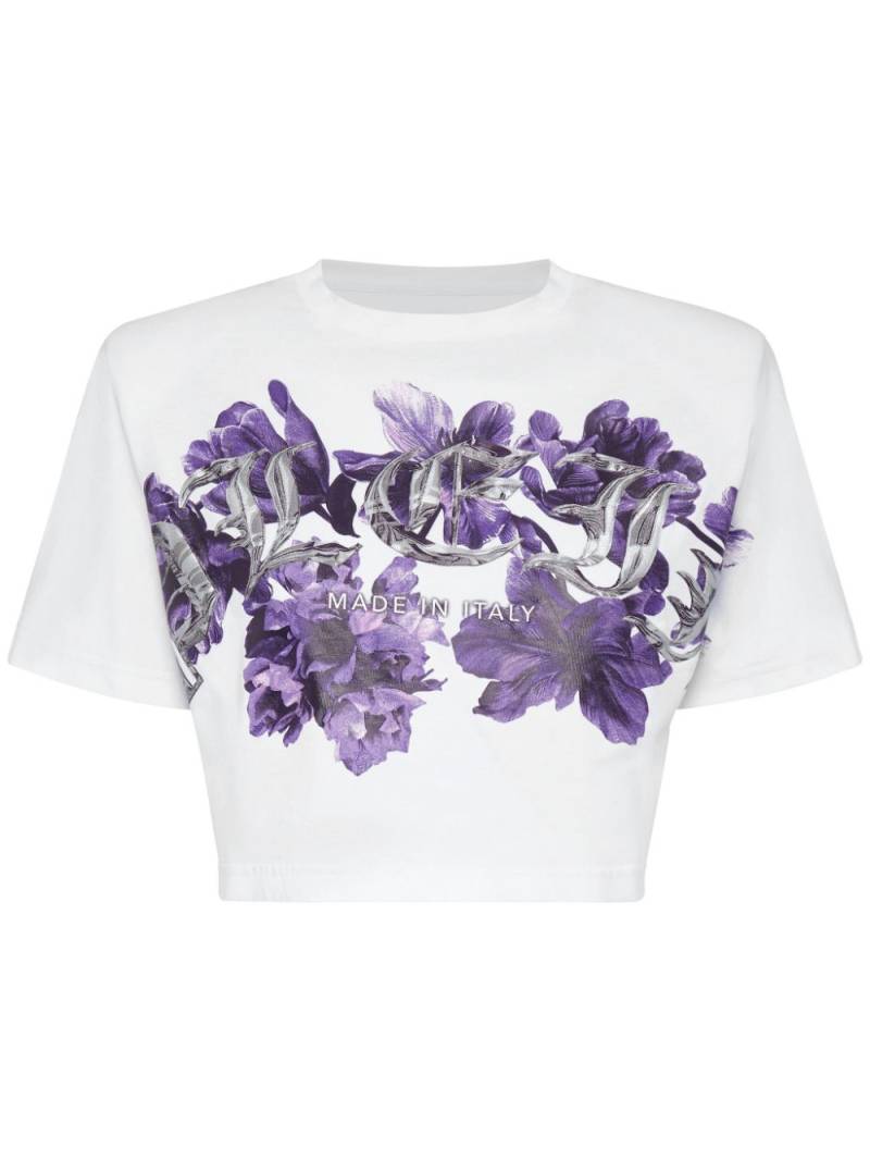 Philipp Plein logo-print cotton crop top - White von Philipp Plein