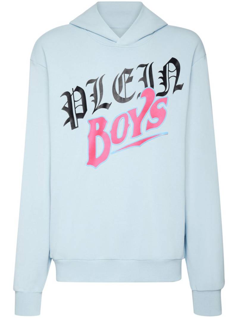 Philipp Plein logo-print cotton hoodie - Blue von Philipp Plein