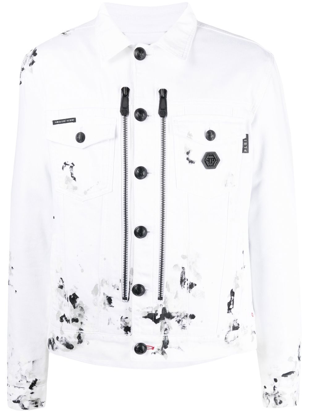Philipp Plein logo-print denim jacket - White von Philipp Plein