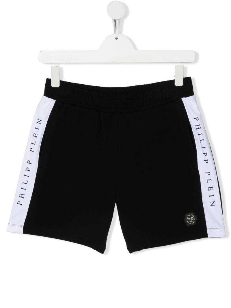 Philipp Plein Junior logo-print detail shorts - Black von Philipp Plein Junior