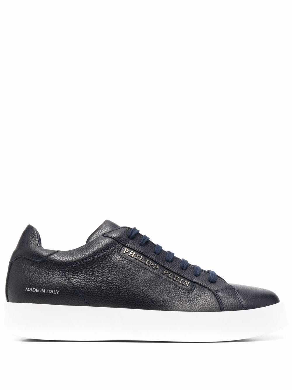 Philipp Plein logo-print leather trainers - Blue von Philipp Plein