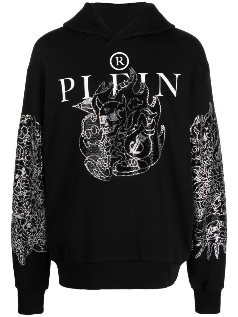 Philipp Plein logo-print pullover hoodie - Black von Philipp Plein