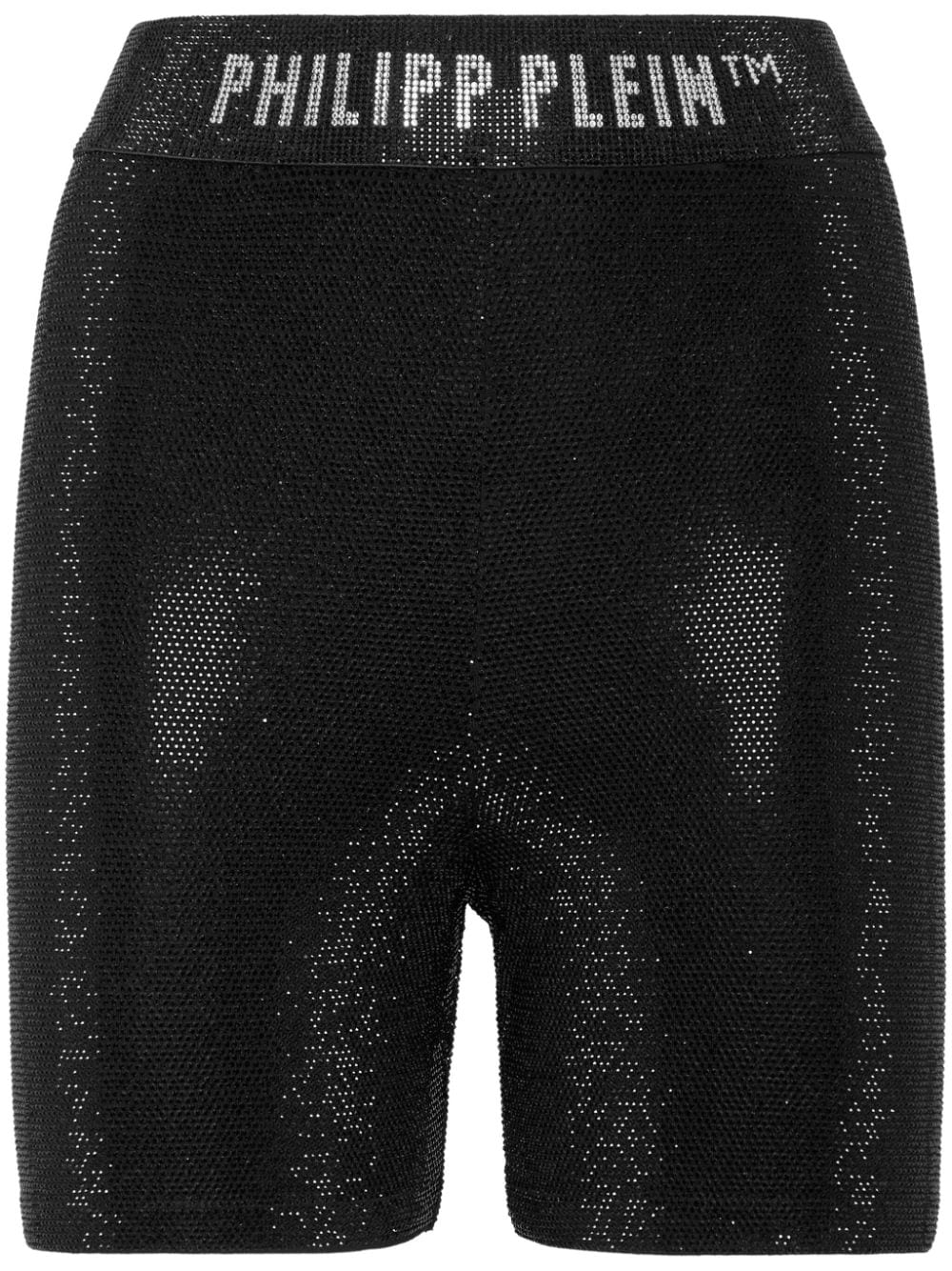 Philipp Plein logo-print strap metallic-threading shorts - Black von Philipp Plein