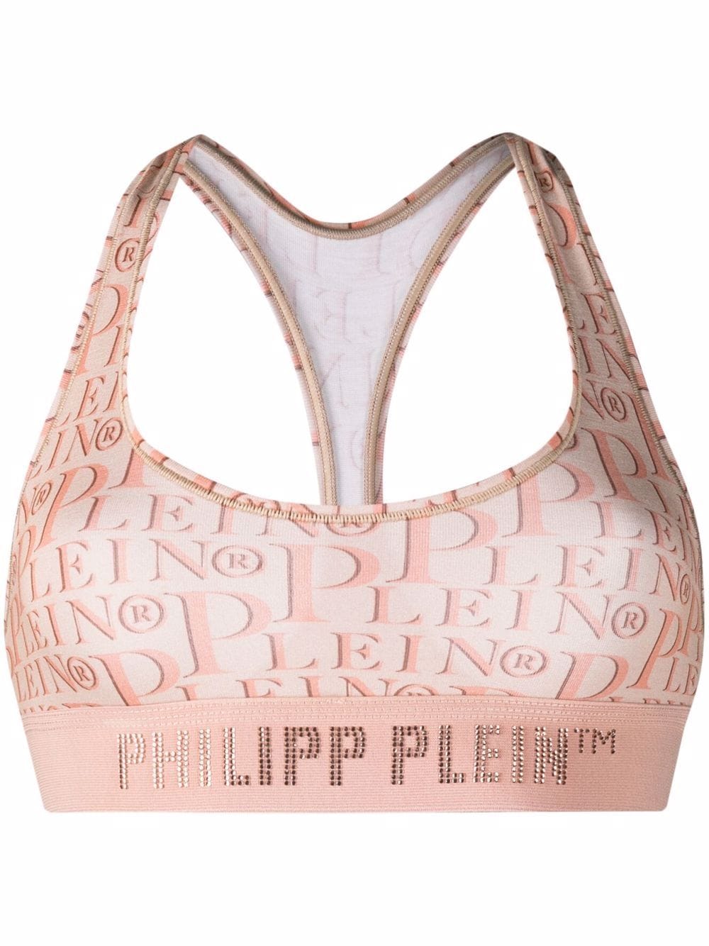 Philipp Plein logo-print studded bra - Neutrals von Philipp Plein