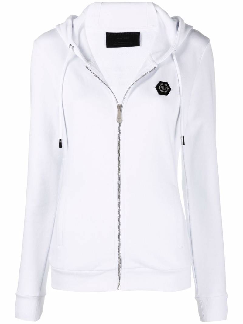 Philipp Plein logo-print zip-up hoodie - White von Philipp Plein