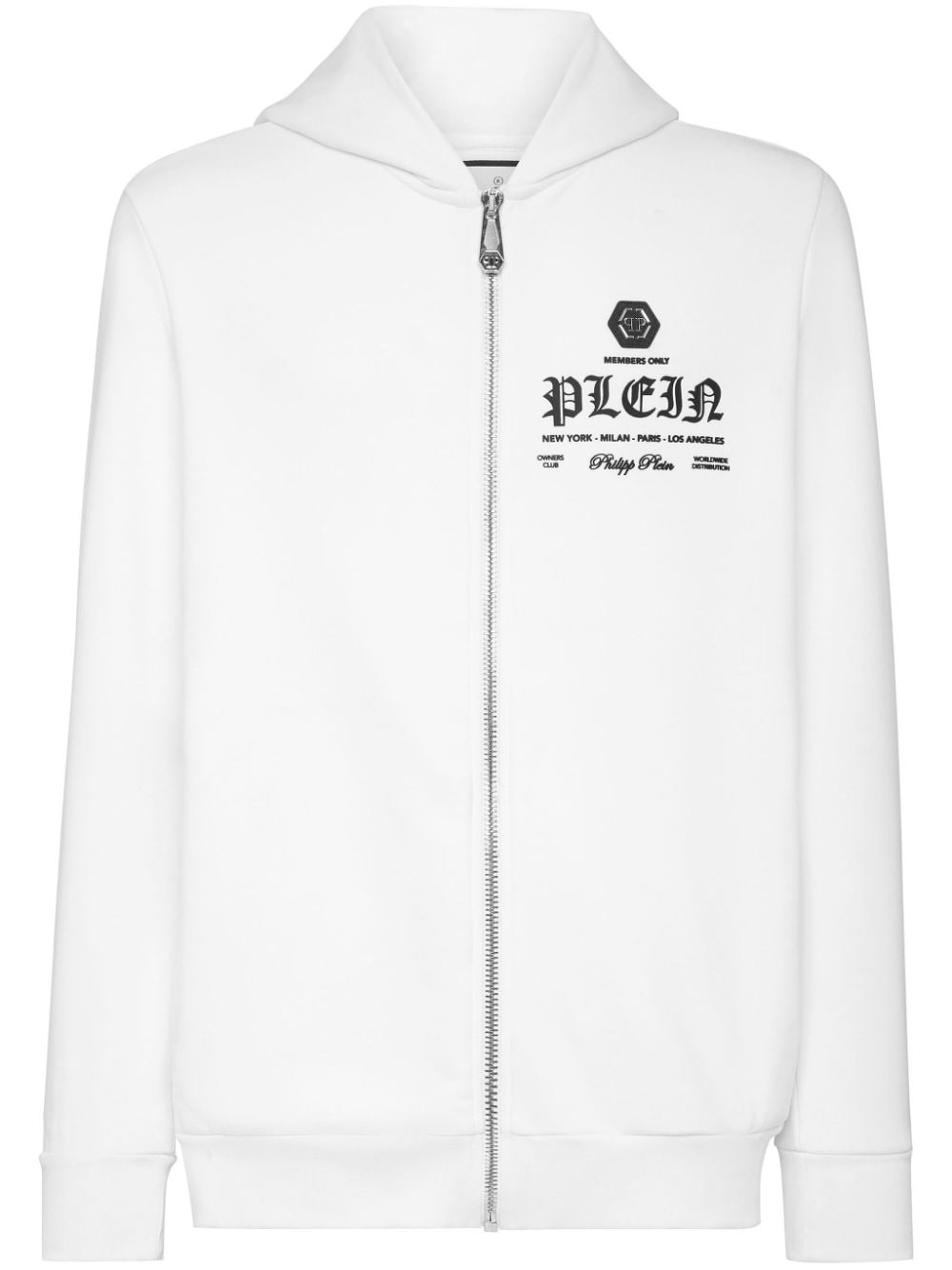 Philipp Plein logo-print zipped hoodie - White von Philipp Plein