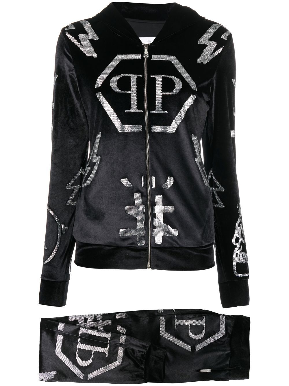 Philipp Plein logo-studded hoodie tracksuit - Black von Philipp Plein