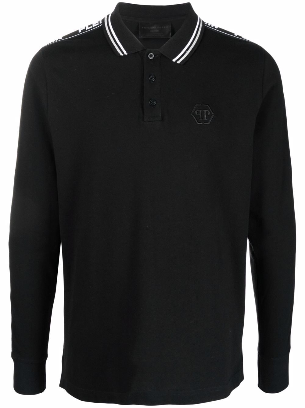 Philipp Plein logo-tape cotton polo shirt - Black von Philipp Plein