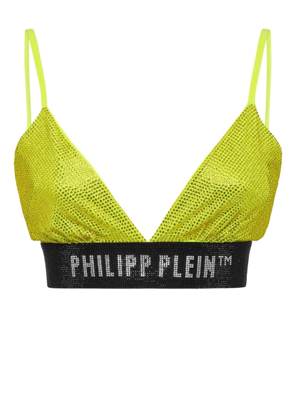 Philipp Plein logo-underband rhinestone bra - Yellow von Philipp Plein