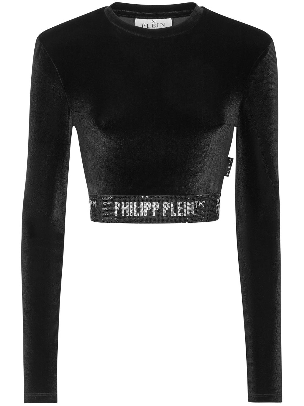 Philipp Plein long-underband velvet crop top - Black von Philipp Plein