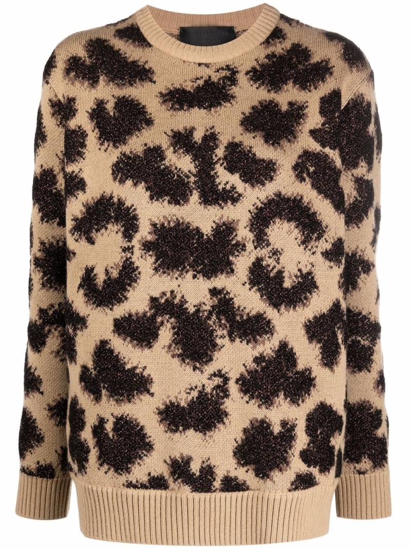 Philipp Plein long-sleeved lurex leopard jumper - Brown von Philipp Plein