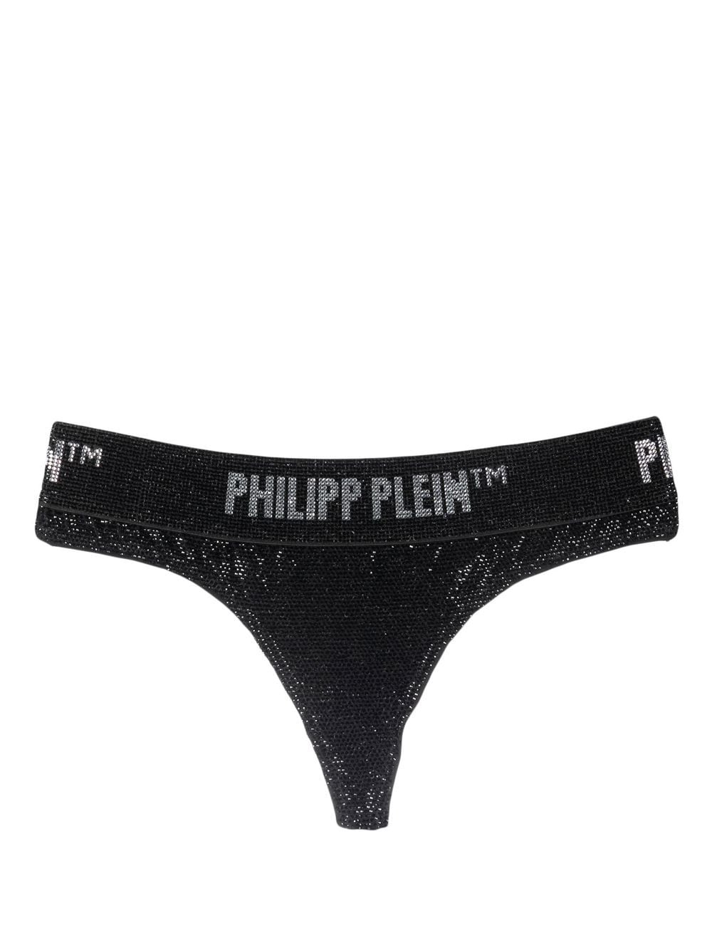 Philipp Plein metallic crystal-embellished thong - Black von Philipp Plein