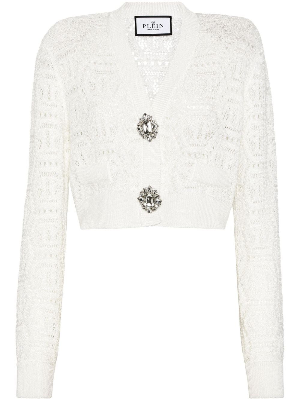 Philipp Plein monogram crochet-knit cardigan - White von Philipp Plein