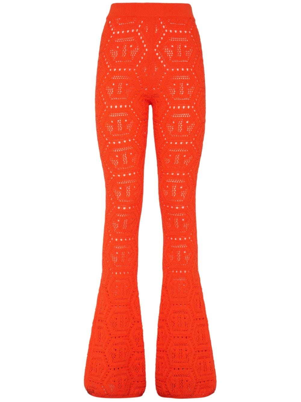 Philipp Plein monogram-intarsia bootcut trousers - Orange von Philipp Plein