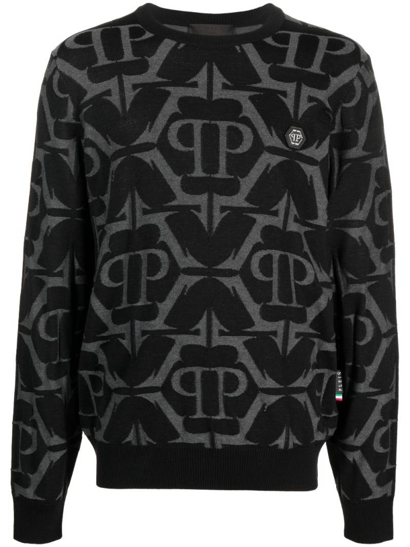 Philipp Plein monogram-pattern wool-blend jumper - Black von Philipp Plein