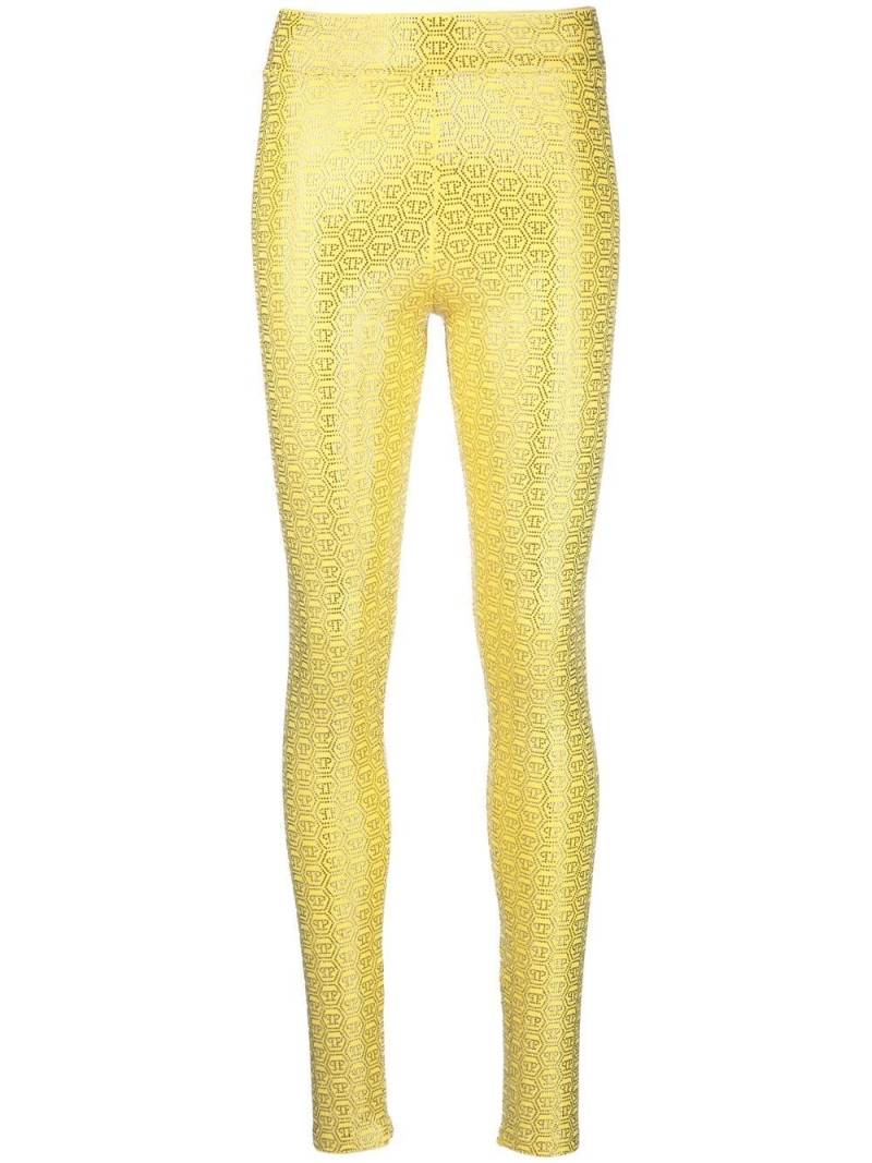 Philipp Plein monogram rhinestone leggings - Yellow von Philipp Plein