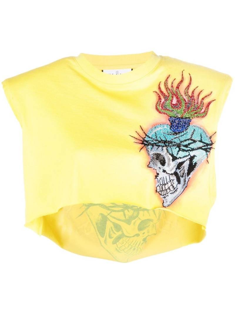 Philipp Plein Love Tattoo cropped T-shirt - Yellow von Philipp Plein