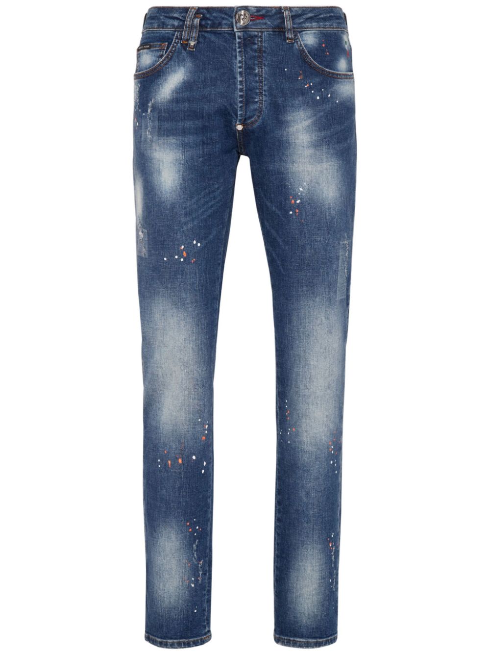 Philipp Plein paint-splatter regular-fit jeans - Blue von Philipp Plein