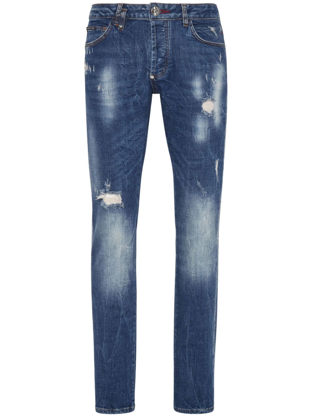 Philipp Plein paint-splatter straight-leg jeans - Blue von Philipp Plein