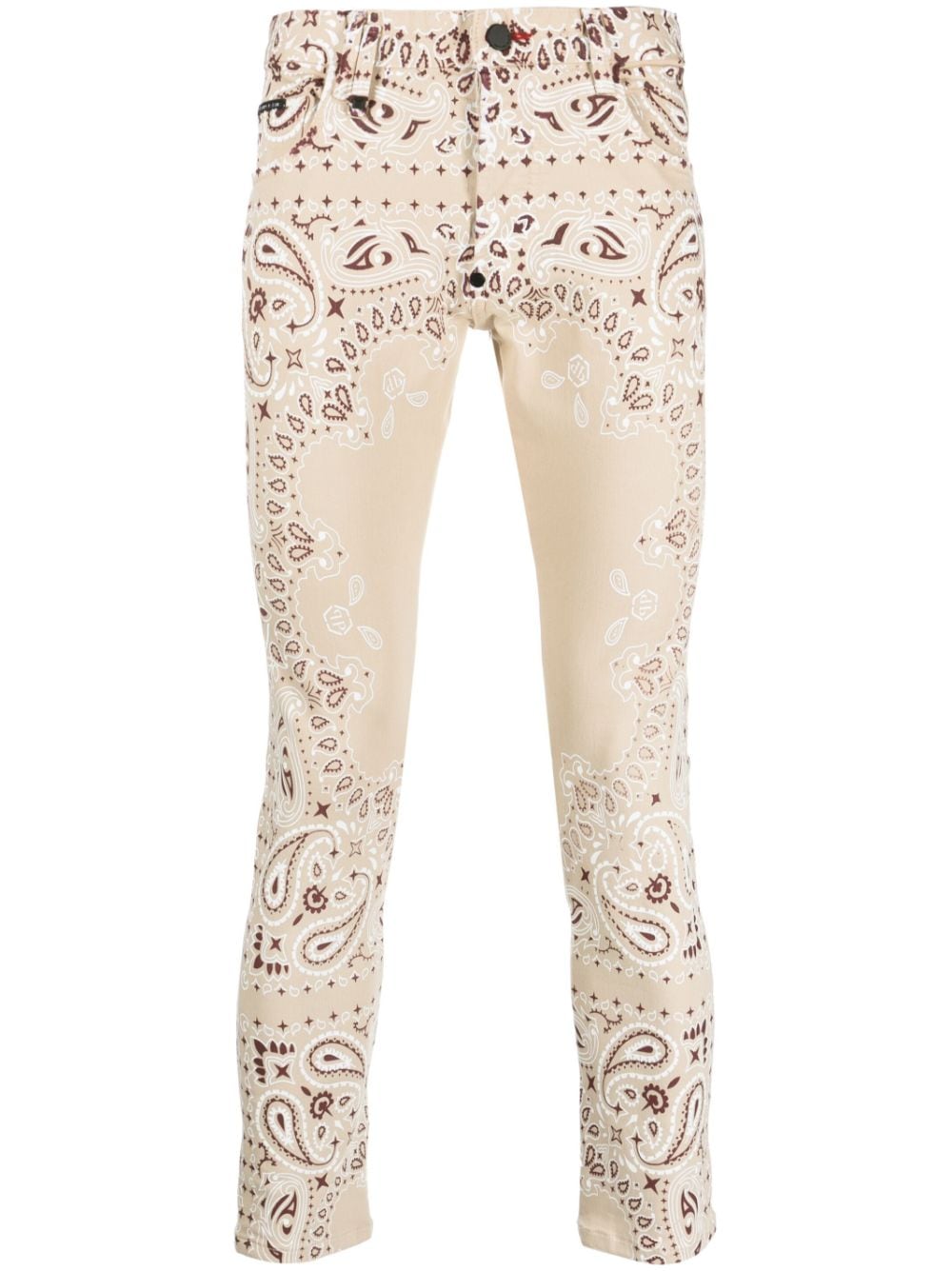 Philipp Plein paisley bandana-print skinny-cut trousers - Neutrals von Philipp Plein