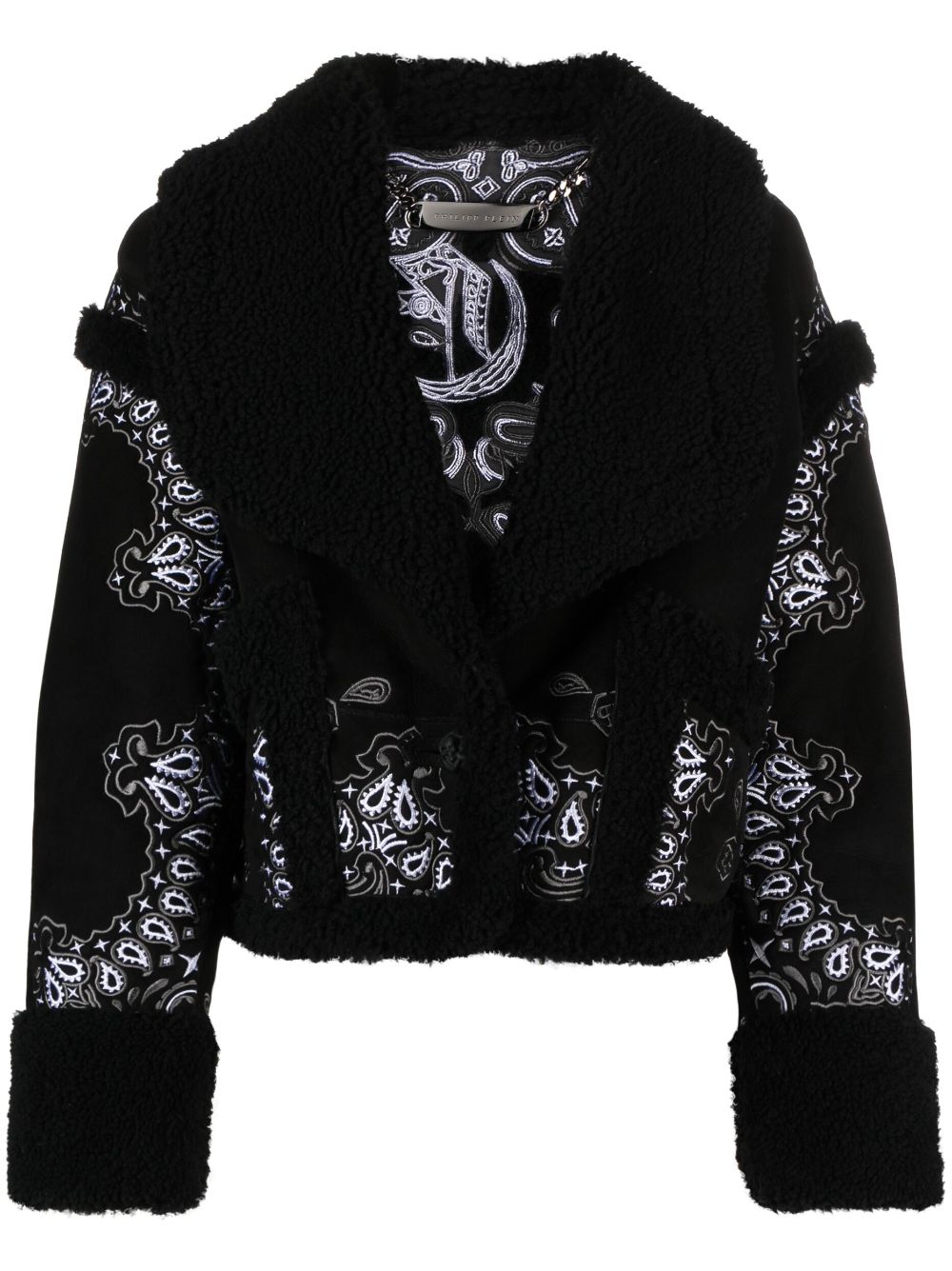 Philipp Plein paisley bandana shearling jacket - Black von Philipp Plein