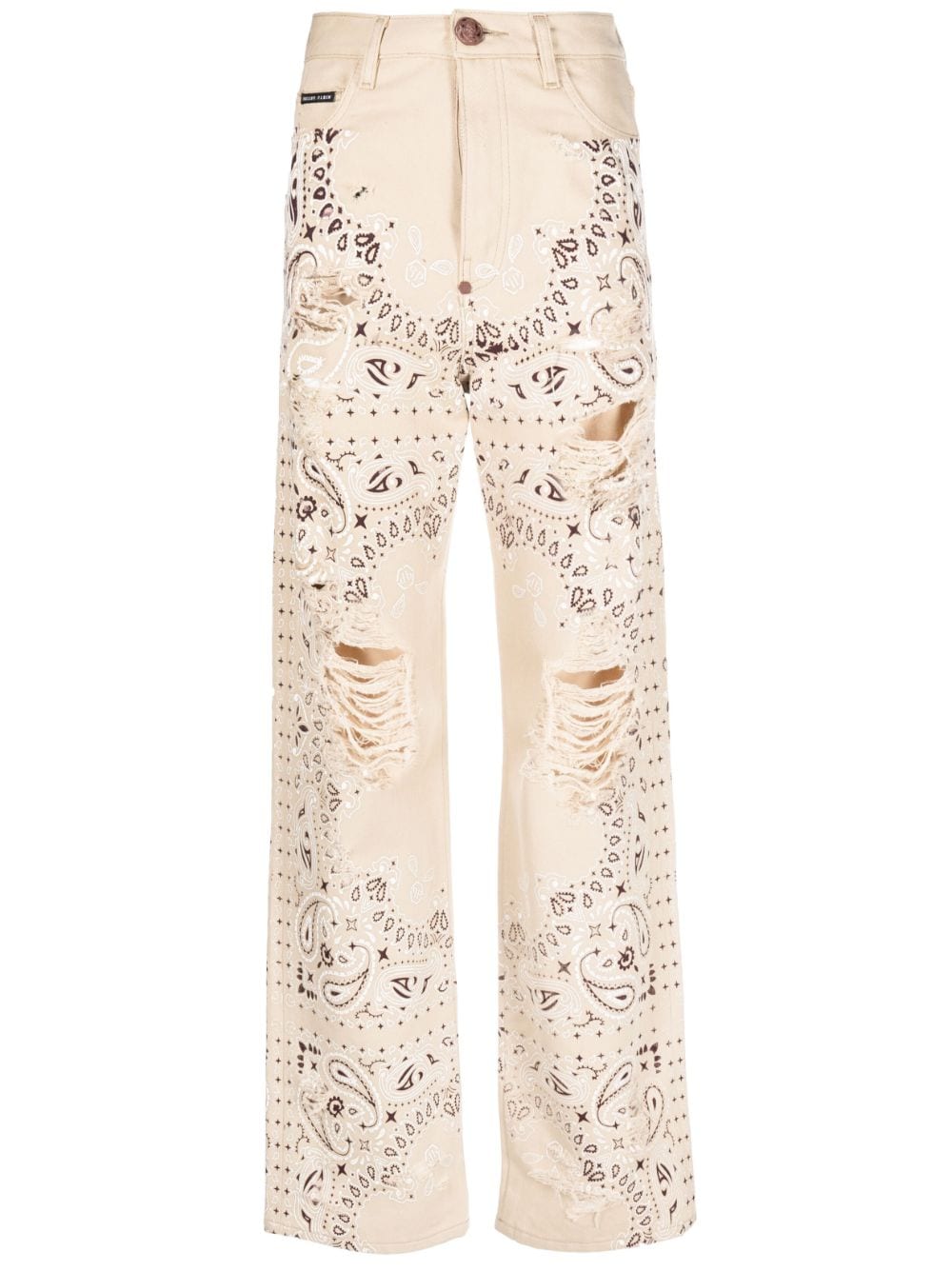 Philipp Plein paisley-print cotton jeans - Neutrals von Philipp Plein